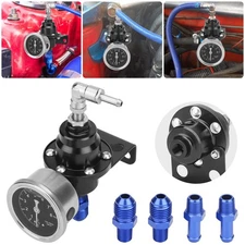 Universal 0-160 PSI Adjustable Fuel Pressure Regulator Kit with Gauge Aluminum