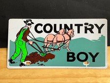 Country Boy License Plate Booster Steel Vintage Farmer Plow Horse Country Boy License Plate Booster Steel Vintage Farmer Plow Horse
