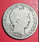 1901O US Barber SILVER Half Dollar "New Orleans" Mint! Old US Coin