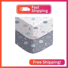 Yoofoss Pack and Play Sheets Fitted, Mini Crib Sheets 2-Pack for Pack N Play Mat