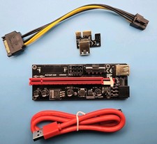  6 Pack VER009S PCI-E Riser Card PCIe 1x to 16x USB 3.0 Data Cable GPU Mining