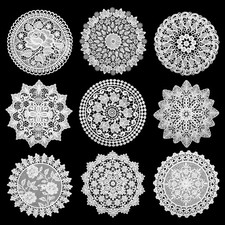 18 Pcs 6" White Lace Doilies - Vintage Crochet Coasters  Rustic Placemats for W