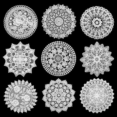 18 Pcs 6'' White Lace Doilies - Vintage Crochet Coasters & Rustic Placemats for W