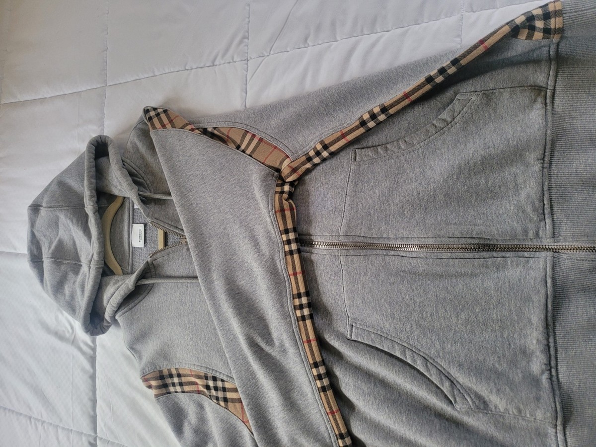 Burberry Vintage Check Panel Hoodie Grey/Beige - Men's Size XL | eBay
