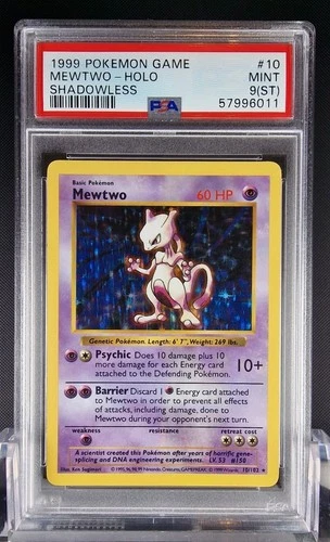 New Listing1999 POKEMON GAME MEWTWO HOLO SHADOWLESS PSA 9 ST 10/102 STAIN ERROR CARD POP 10