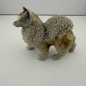 Vintage Japan Confetti Malamute Alaskan Dog White Porcelain Figurine