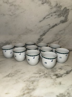 Set of 11 Thun Czech Porcelain Tea Cups Blue Cherry Pattern Fine China Mugs