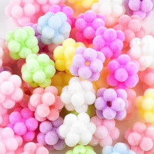 50PCS 15Mm Bubblegum Beads for Pens Colorful Velvet Beads for Beadable Pens Bead