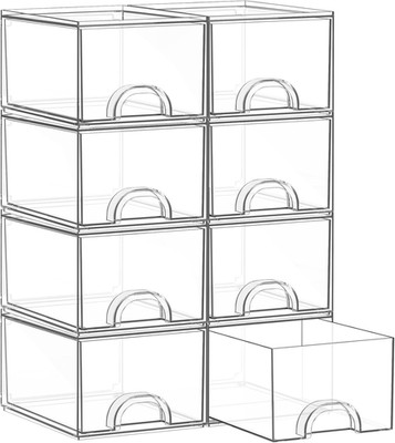 8 Pack Small Clear Stackable Acrylic Storage Boxes for Art Tool & Sketch, Storag