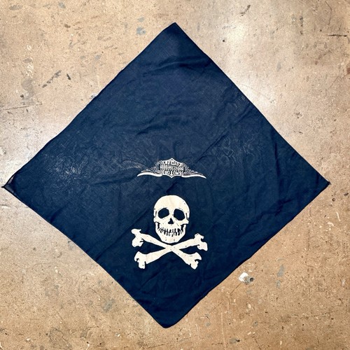 Vintage Harley Davidson Jolly Roger Skull & Bones Handkerchief 