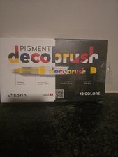 Karin Pigment DecoBrush 12 Color Basic Marker Set Paint Art NEW Copic Ink,New