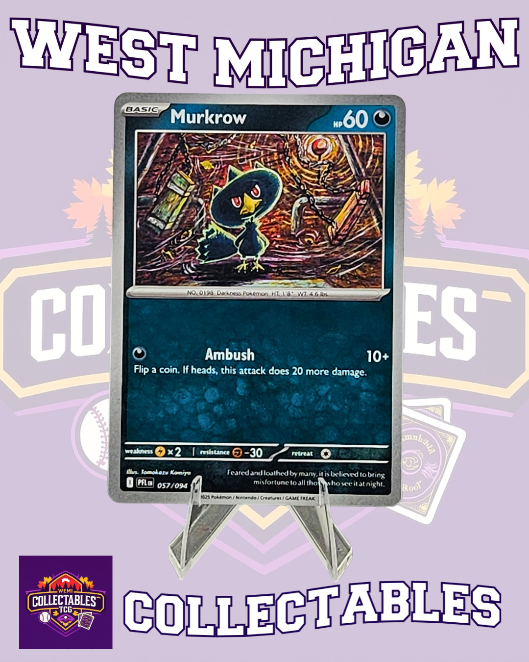 Murkrow 057/094 Me02: Phantasmal Flames Regular _ Pokemon TCG NM Free Shipping
