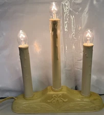 Vintage Candelabra 3 Light Window Electric Candolier Plastic Drip Bulbs Not Incl