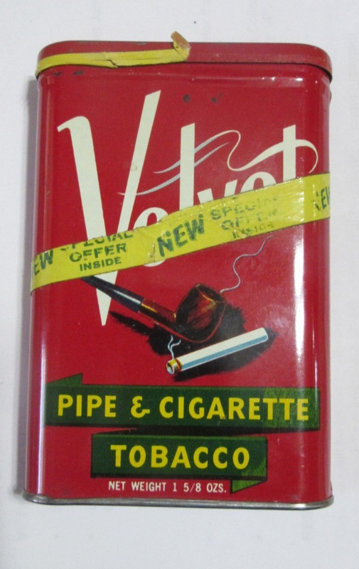 SPECIAL OFFER LABEL Vintage VELVET  1 5/8 Oz. Tobacco Empty Pocket Tin📸 AS PICX