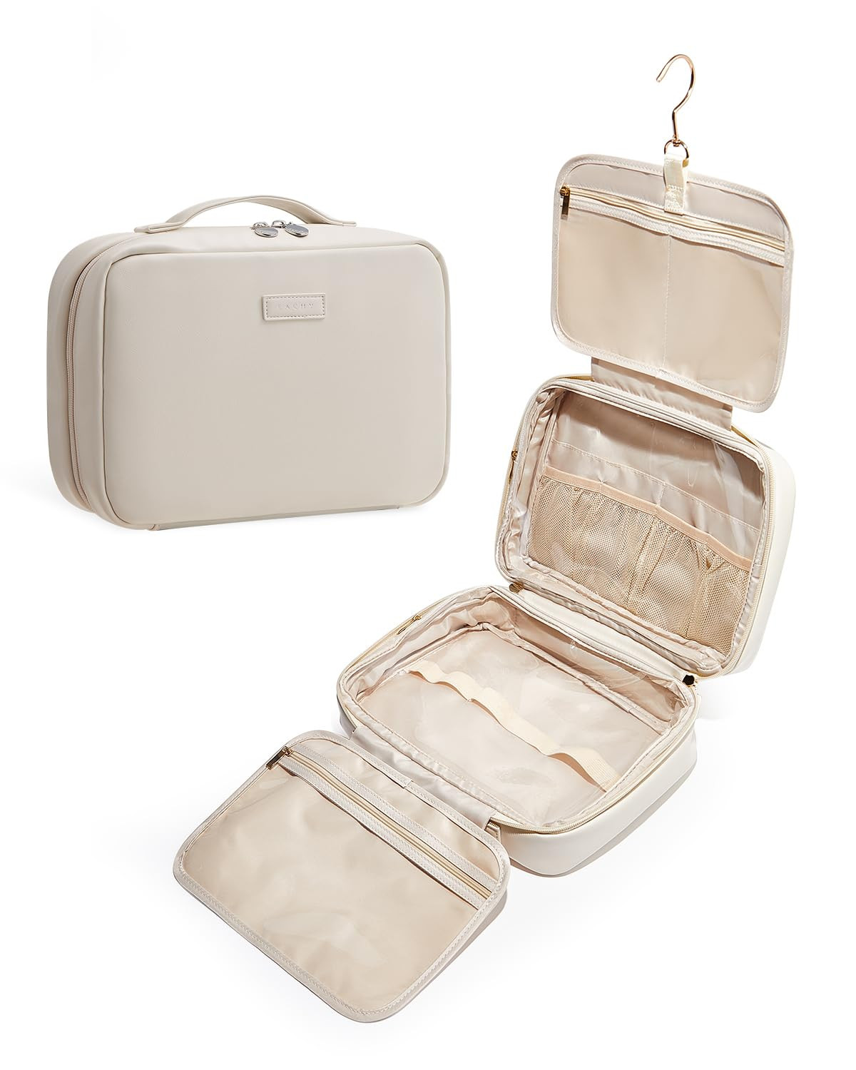 Hanging Travel Toiletry Bag PU Leather Cosmetic Organizer for Women & Men-image