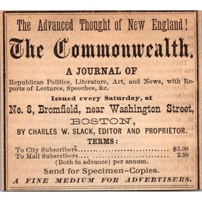 The Common Wealth Charles W. Slack Boston MA 1871 Boston Ad SAI2-M1