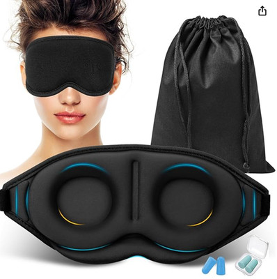 Sleep Mask, with Adjustable Strap, Weighted 3D Sleep Eye Mask Black
