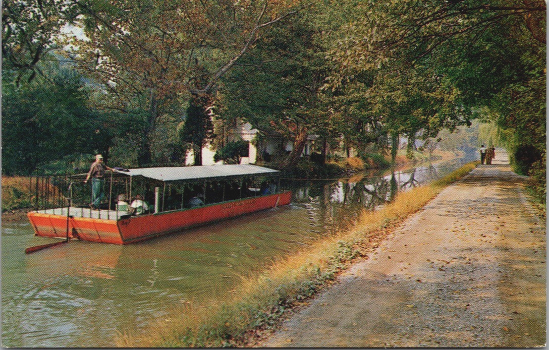 Pennsylvania PA Bucks County, Delaware Canal Barge Ride, Mule Drawn Postcard