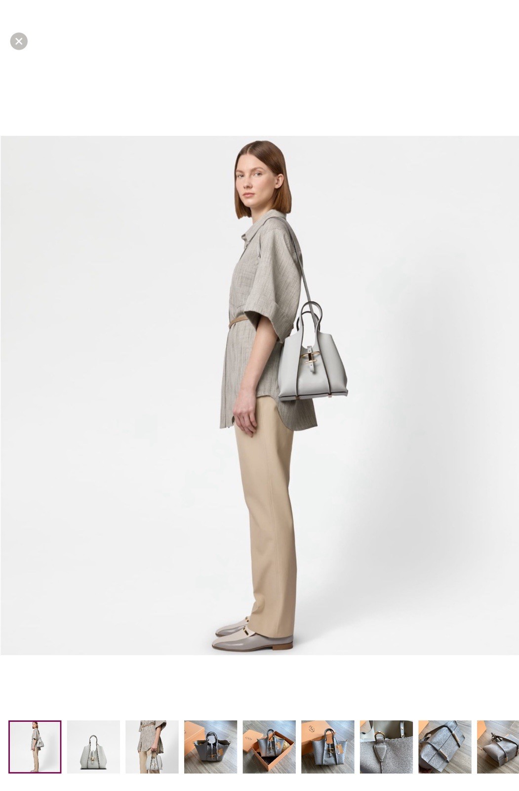 Tod’s T Timeless Mini Shopping Bag Lt Grigio Pelle Tote Borsa a Tracolla Borsa a Mano