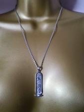Egyptian Silver Necklace , Hieroglyphs,  10 Inches Chain