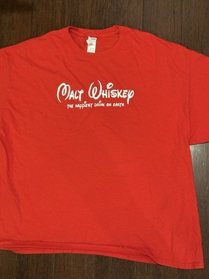 Malt Whiskey Parody Disney T-Shirt Red 3XL Gildan Funny Graphic Tee