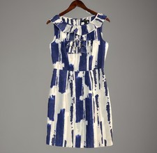 Banana Republic Dress Womens 2 Blue White Stripe Ruffle Sheath Sleeveless