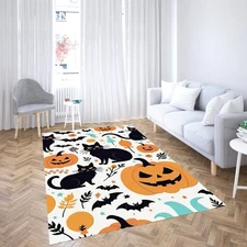 Spooky Haunted House Area Rug | Halloween Theme Home Decor