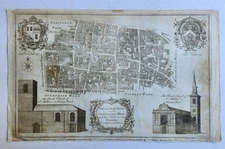 1772 NEW AND ACCURATE SURVEY OF THE PARISHES ANTIQUE engraving LONDON MAP