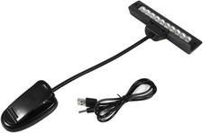 Clip-On LED Music Stand Light, USB-Powered, Adjustable Clamp Reading Light