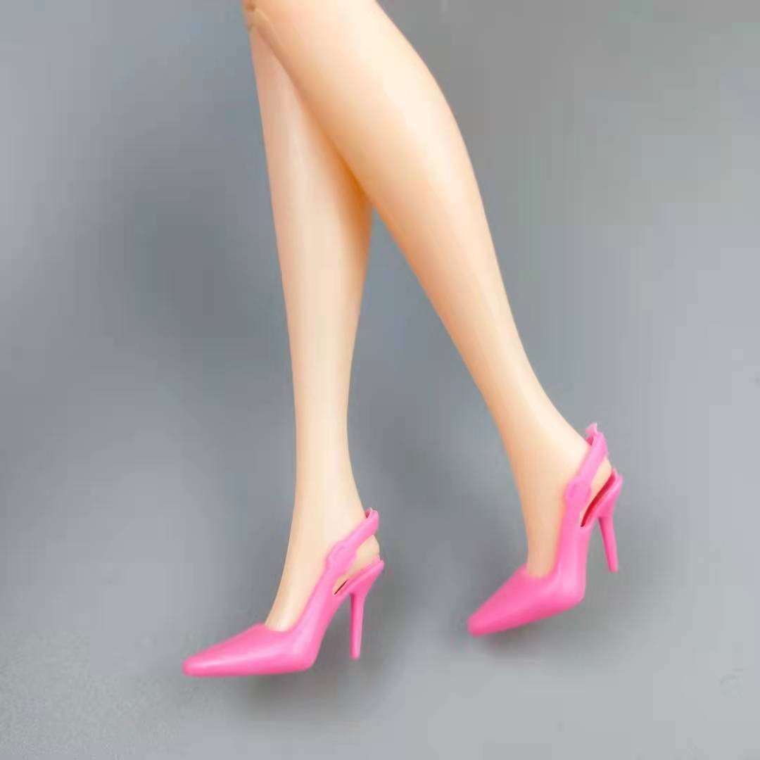 10 Pairs Pink High Heel 1/6 Doll Shoes Accessory Office Lady Sandals 11.5