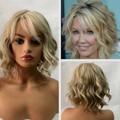 Natural Women Short Blonde Wavy Full Hair Wigs Synthetic Hair Wigs Daily Use
