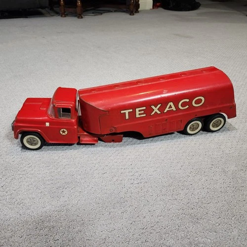 Vintage Buddy L TEXACO Tanker Semi Truck Trailer Front Spring Suspension