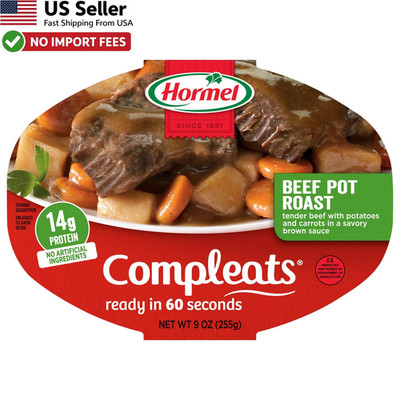 Hormel Compleats Beef Pot Roast Microwave Meals 9 oz 6 Pack Lot FROM USA