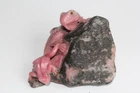 Rhodonite Lizard and Pink Frog Sculpture (51195)
