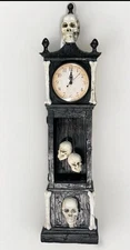 MARTHA STEWART Grandinroad Style Skeleton Skull LED Halloween Tower Clock NIB
