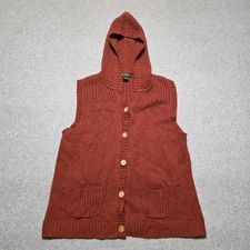Eddie Bauer Angora-Blend Sweater Vest Womens XL Rust Speckled Wooden Buttons