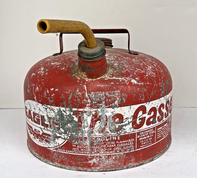 Vintage Eagle THE GASSER Galvanized Gas Can Red Round 2.5 Gal