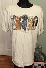 Adult Vintage ALORE T-Shirt of Puppies Front  Back Cotton, One Size USA