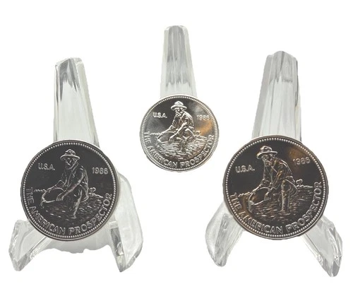 (3) Qty 1986 American Prospector Engelhard Mint-999 Silver 1 oz BU