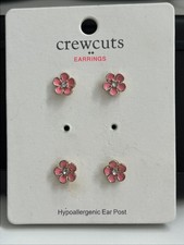 New J. Crew Crewcuts Girls Earrings Set Of 2 Pairs Enamel Daisies