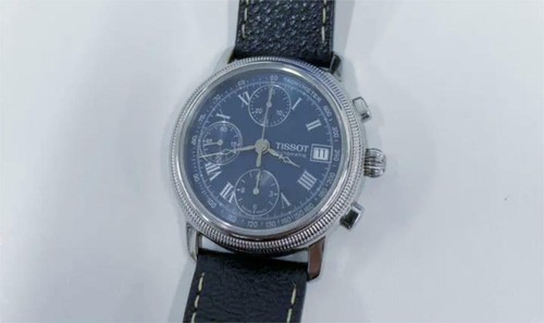 TISSOT Bridgeport V560 Chronograph Automatic Date Watch SS Navy Blue  Authentic | eBay