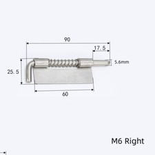 M6 Spring Loaded Latch Pin, 304 Stainless Steel Right-Handed Door Hinge 2Pcs