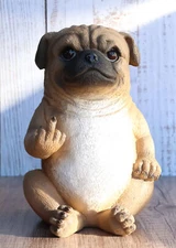 Ebros Feisty Pooch Rude Fat Pug Puppy Dog Flipping The Bird Figurine Greeter