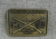 NRA Shooting for Our future Whittington Center Belt Buckle cross rifles Vintage