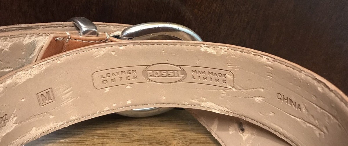 Fossil Brown Leather Upper M/M Lining Sz M 1.5”Wide Brass 