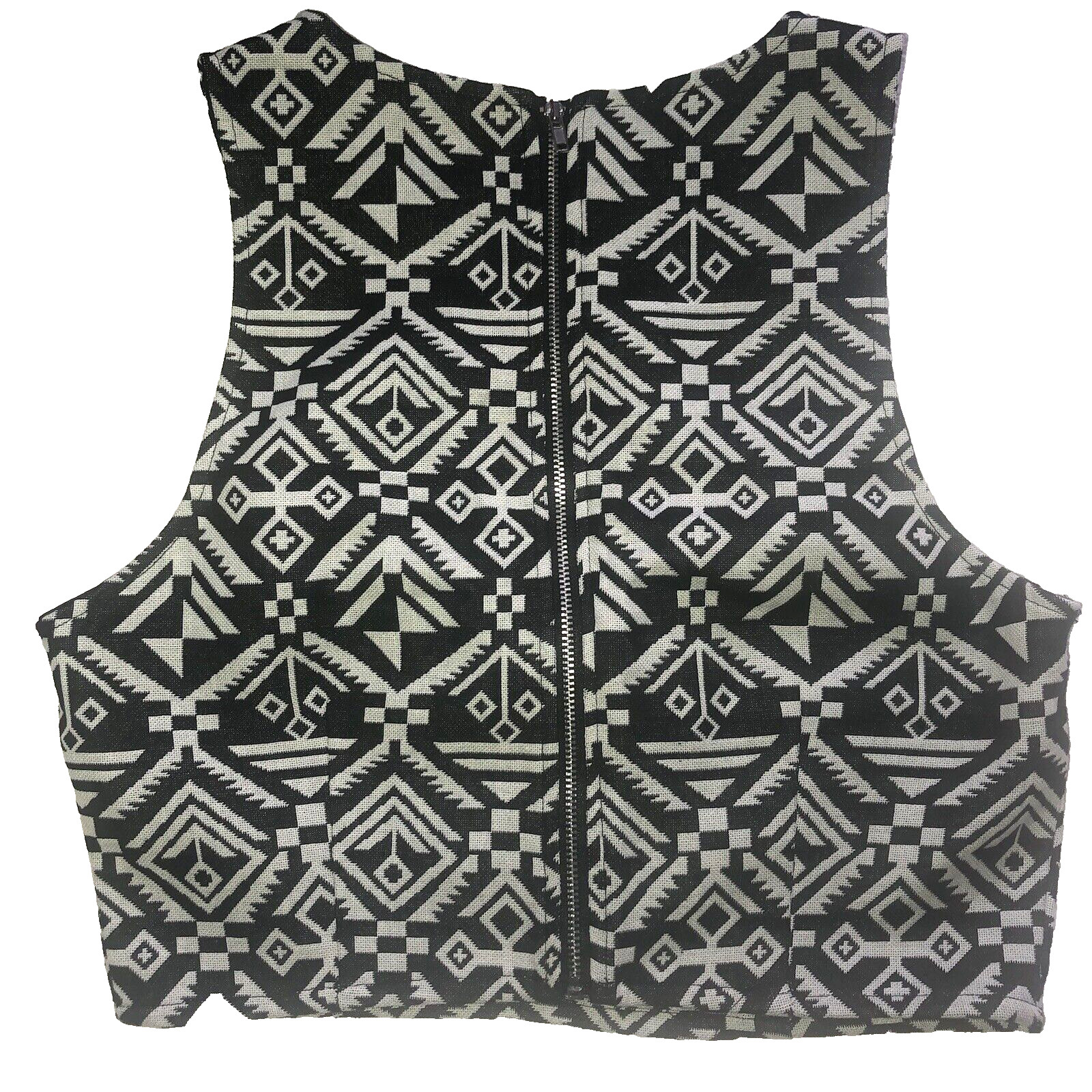 H&M Divided Black and White Aztec Crop Top in UK 8-12 *bnwt* vintage y2k