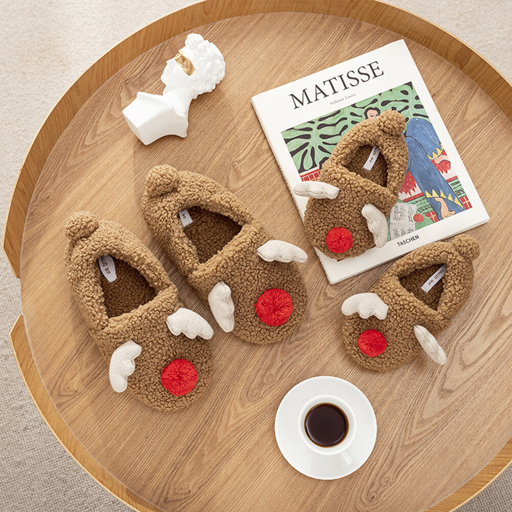 APL Pantofole Peluche Alce di Natale Soffici Casa Ciabatte Antiscivolo per Camera da Letto Interno