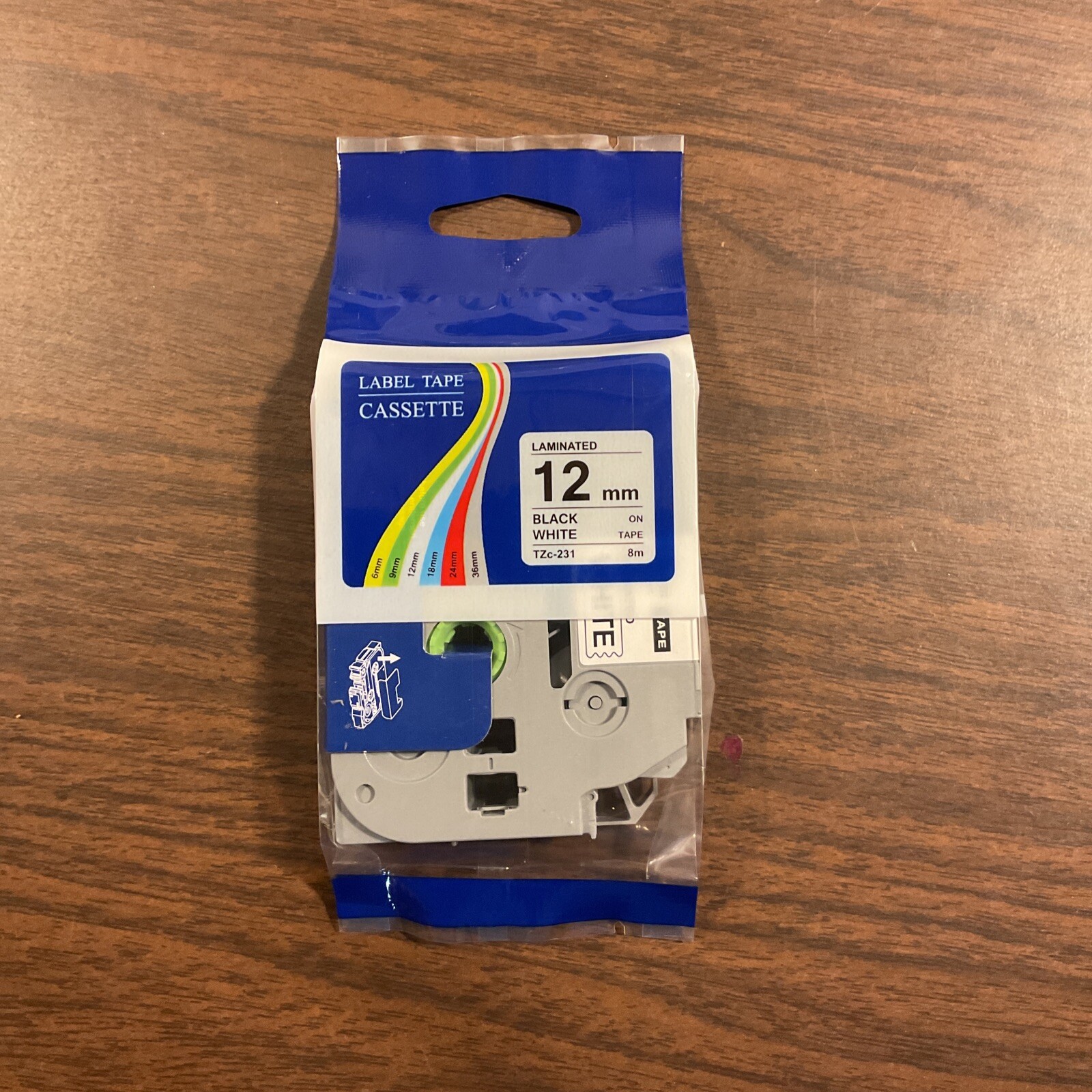 2 Label Tape Cassette Laminated 24mm Black on White Tape Tz251 for