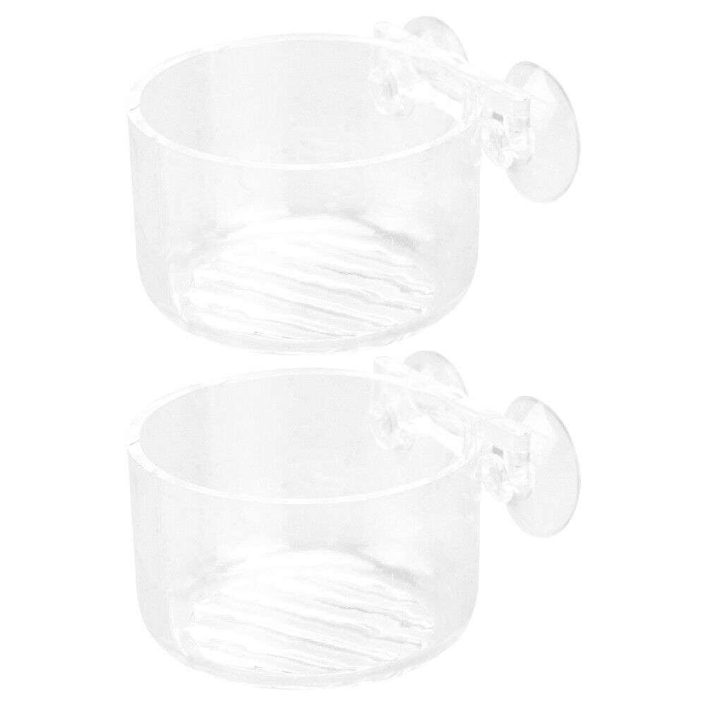  2 Pcs Food Storage Bowl Acrylic Fish Tank Worm Feeding Cup Glass