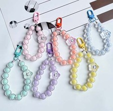 Cute Acrylic Round Bead Strand with Star Bead Keychain, Key ring